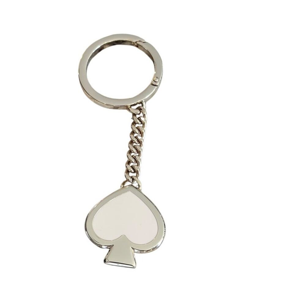 Kate Spade Spade shape Keyfob bag charm white/ black Gold tone - Picture 2 of 9